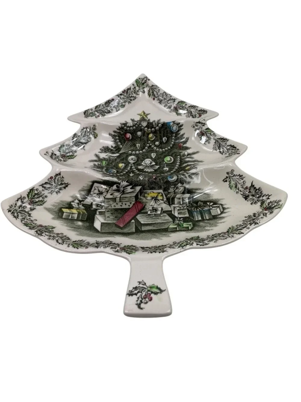 Johnson Bros Merry Christmas Tree-Shaped 3-Part Relish Serving Dish Festive